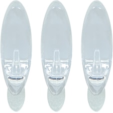 St Helens Self Adhesive Reusable Oval Shaped Plastic Hooks (Pack of 3)