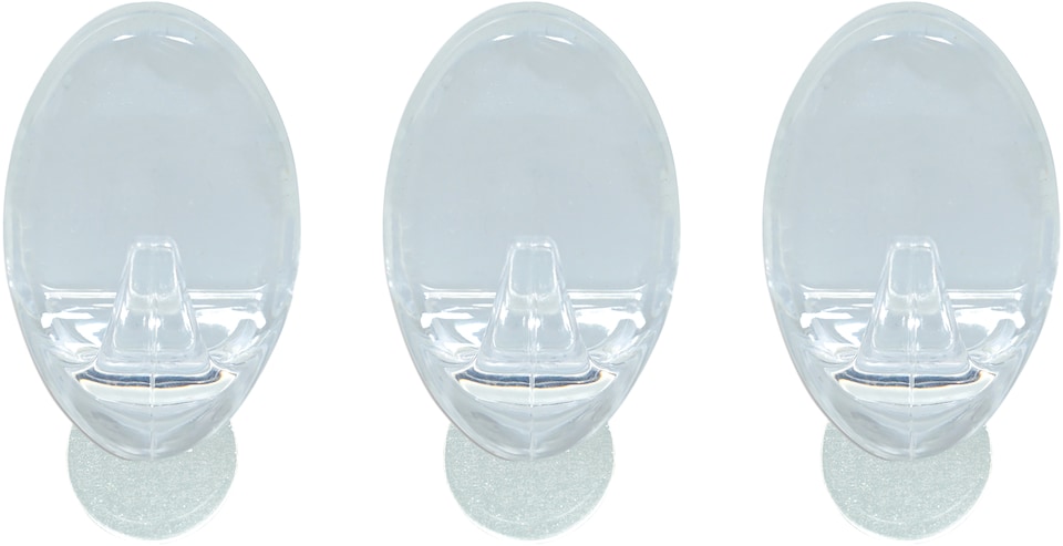 image 1 of St Helens Self Adhesive Reusable Oval Shaped Plastic Hooks (Pack of 3)