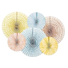 Colourful Paper Fan Hanging Decorations - Pack of 6