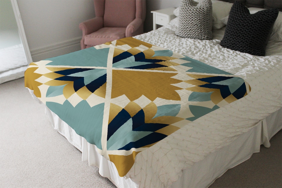 image 1 of Cleopatra Fan Ethnic Pattern Blanket | Multi