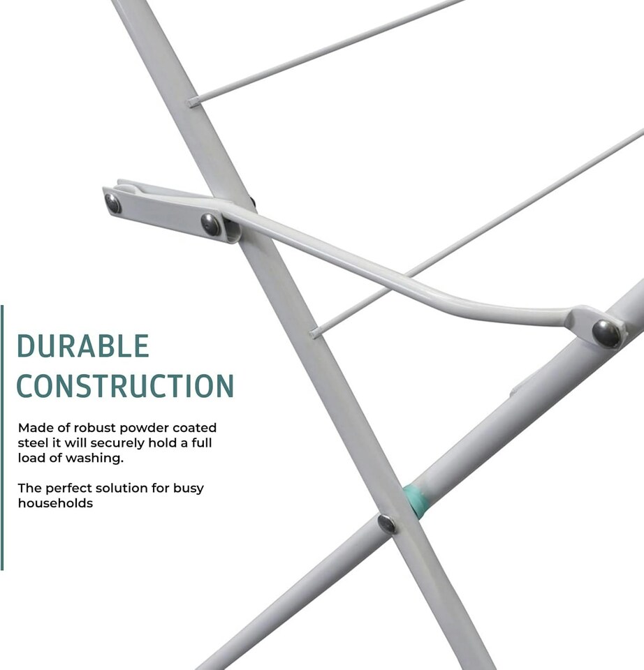 image 1 of Straame 3-Tier Clothes Airer Drying Rack for Indoor/Outdoor Use, Foldable, 63 x 46 x 138 cm (White)