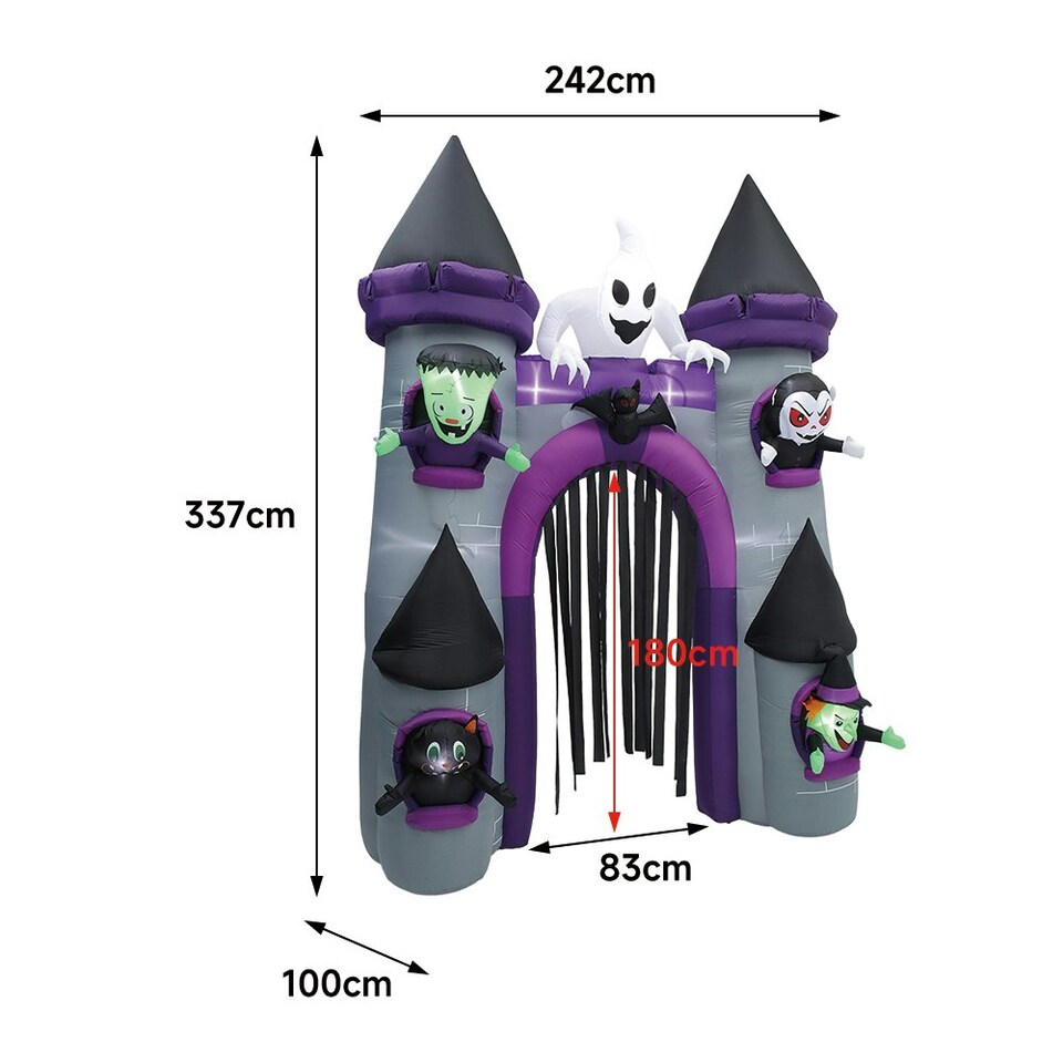 image 1 of Living and Home Halloween Lighted Haunted Castle Arch Inflatable