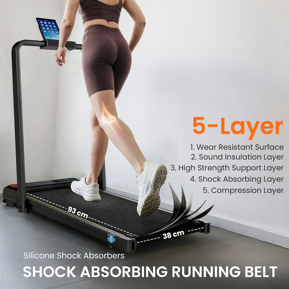 image 1 of SPORTNOW Folding Treadmill Under Desk Walking Pad with Incline, Black