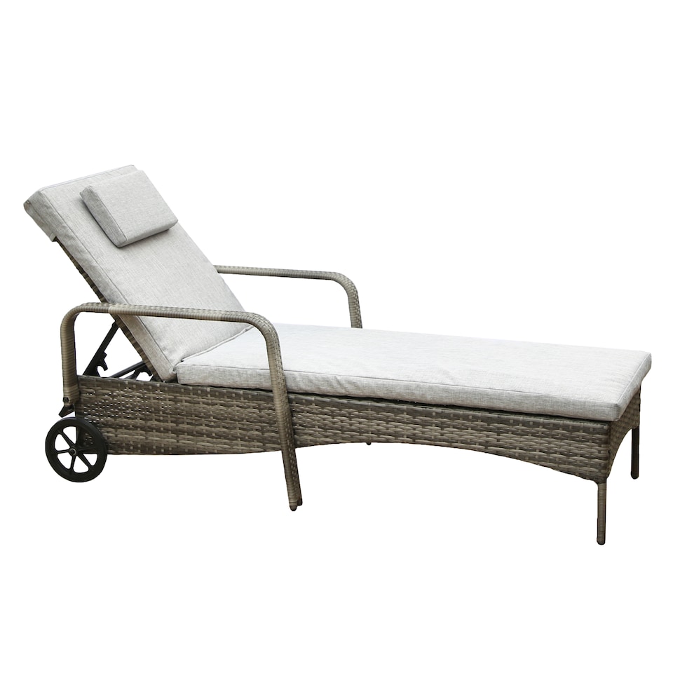 image 1 of VENTURA Rattan Sun Lounger with Adjustable Recline | Grey | Grey | One Size