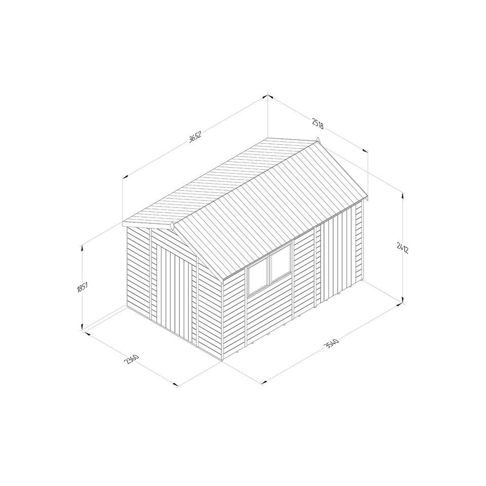 image 1 of Forest Garden Timberdale 12x8 Apex Shed - Combo Brown