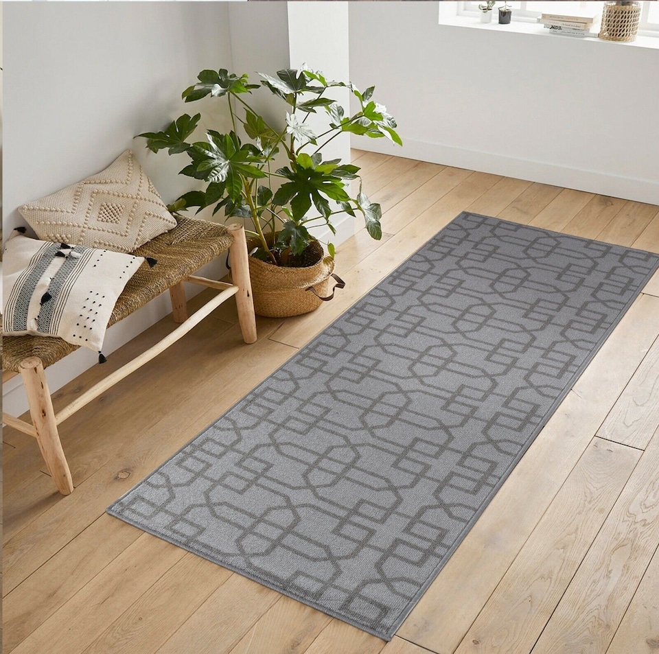 image 1 of Machine Washable Cubed Trellis Design Anti Slip Doormats -