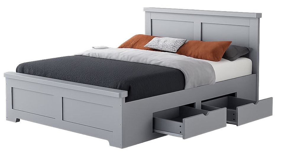 image 1 of 5ft King Size 4 drawer storage, Solid,strong,grey painted wood bed frame.Wooden bedstead | Grey | King