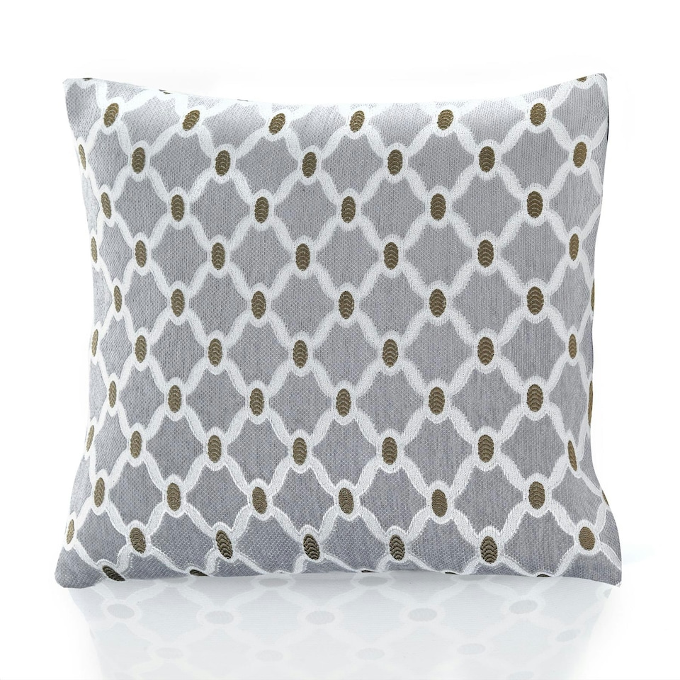 image 1 of Berkeley Geometric Chenille 45cm x 45cm Silver Cushion Set of 4 | Silver | Cream & Beige | 45cm x 45cm x 10cm | 4