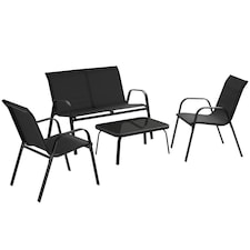 Garden Furniture Set Nora - up to 4 people, textilene fabric, weather-resistant | Black | black | 70 x 111 x 83 cm | 1