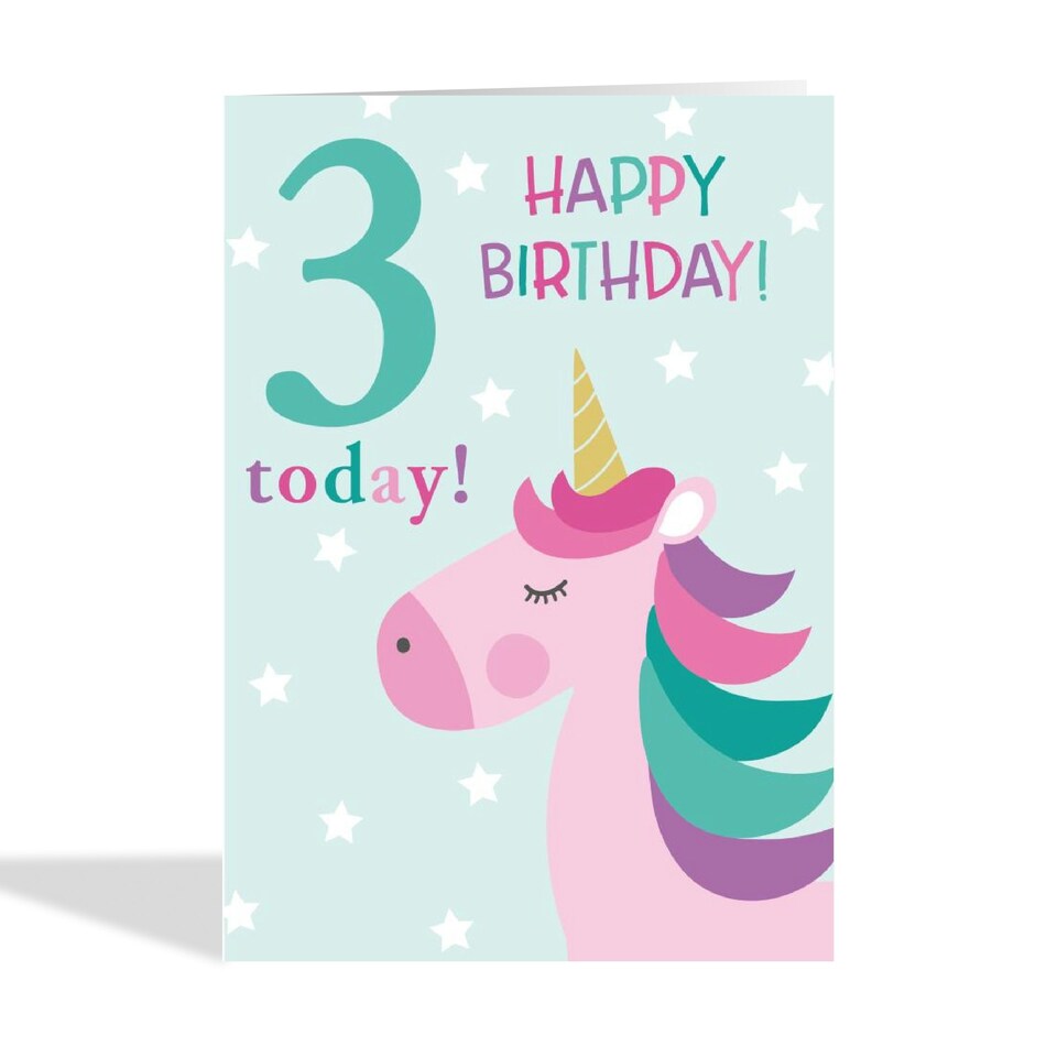 image 1 of Cute Unicorn 3rd Birthday Card For Her