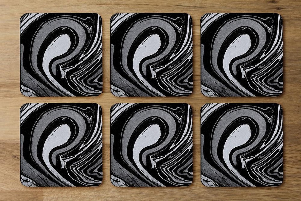 image 1 of Black Marbled Paint (Coaster)