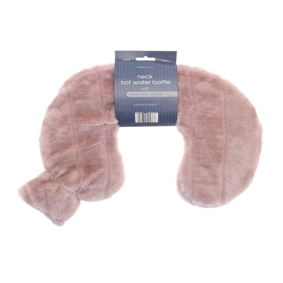 image 1 of Neck Faux Fur Hot Water Bottle - Blush