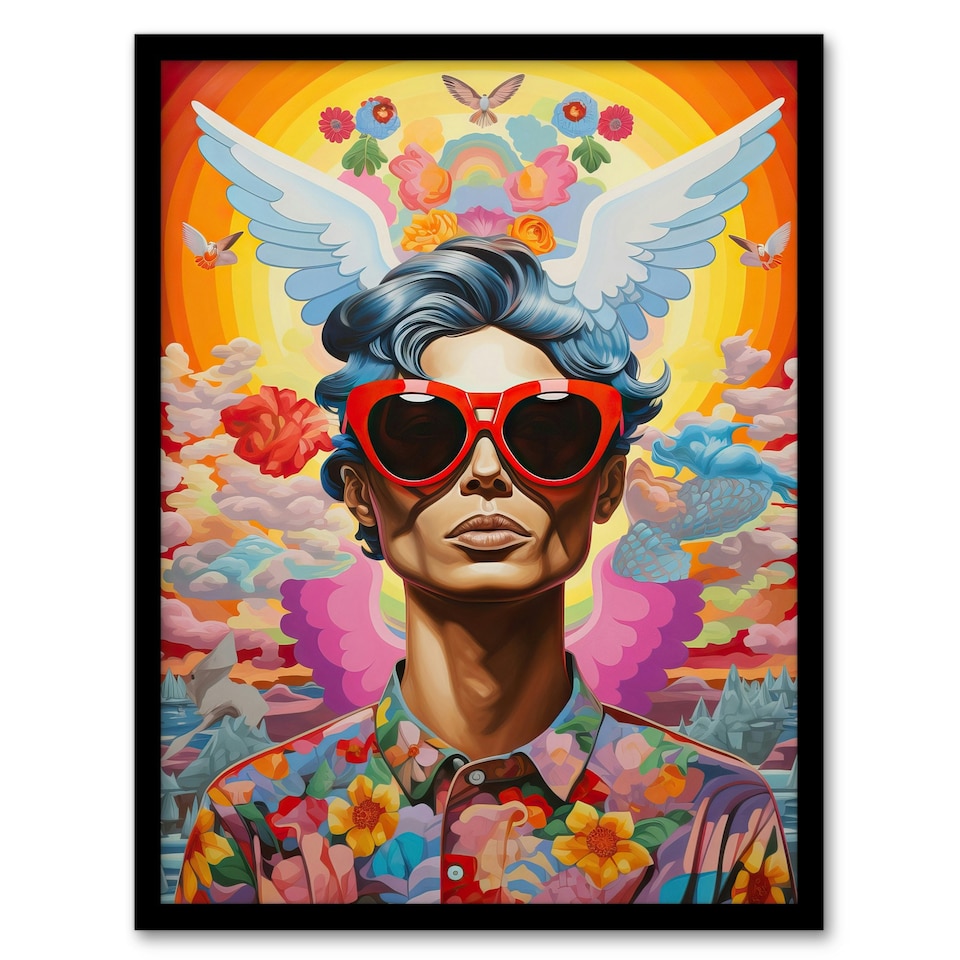 image 1 of Colourful Magnificent Maximalist Portrait Modern Black Framed Wall Art Print A4
