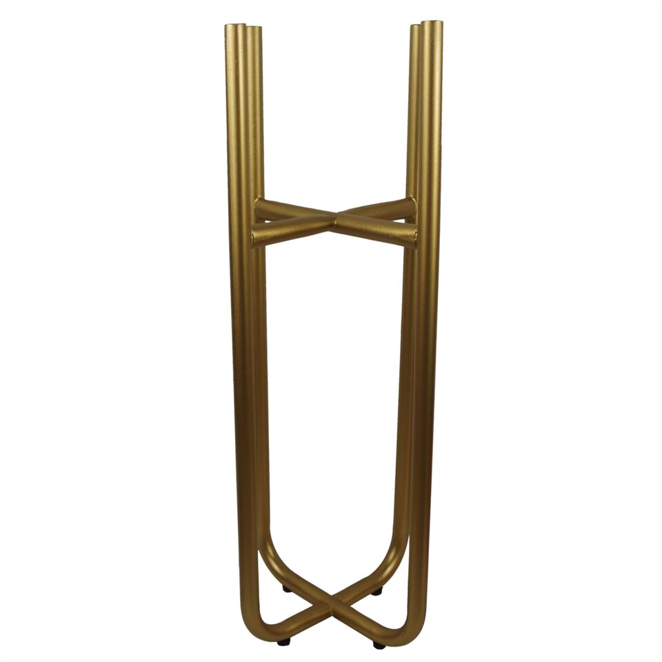 image 1 of Tall Gold Stand with Gold Metal Planter 62cm x 18cm | Gold