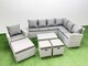 image 1 of Fimous Garden Outdoor PE Rattan Furniture Set 10 Seater Rattan Garden Sofa Set with 3 Footstools Light Grey Mixed