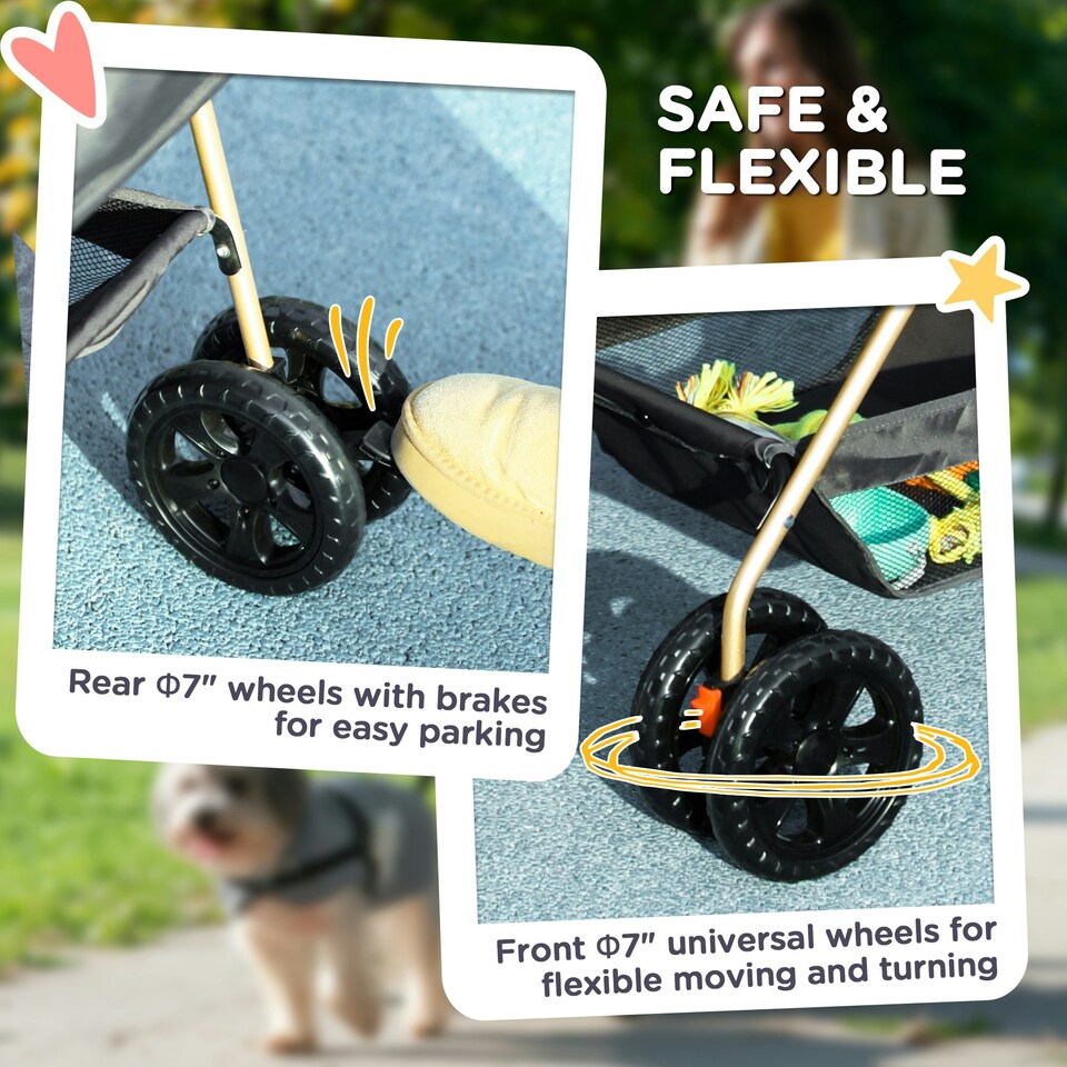 image 1 of PawHut 3-in-1 Pet stroller with Detachable Carrier for Mini Dogs, Grey