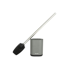 CALITEK Toilet Brush Flexible Silicone Bristles with Non Slip Long Handle Grey