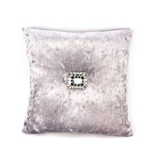 Hestia Diamante Crushed Velvet Cushion Silver