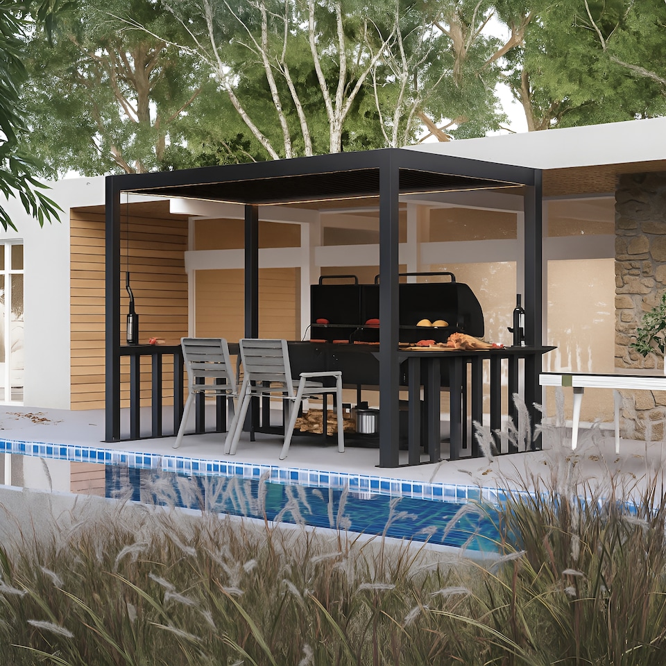 image 1 of Living 2.5m x 1.5m Deluxe BBQ Veranda Pergola  Louvered Shutter Roof