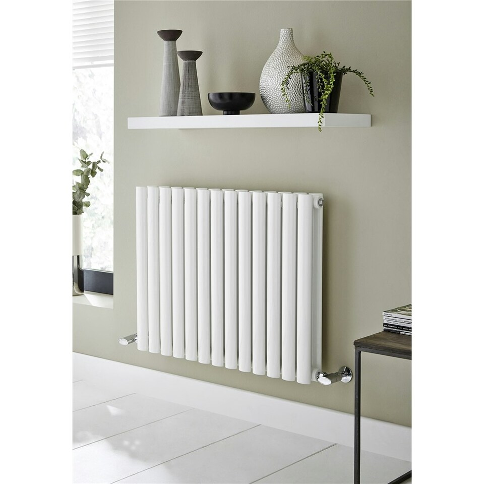image 1 of 600mm (H) x 540mm (W) - White Horizontal Radiator (Paris) - DOUBLE Panel - (0.6m x 0.54m) - Depth 79mm
