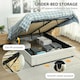 image 3 of HOMCOM King Size Bed Frame with Storage and Adjustable Headboard, Cream