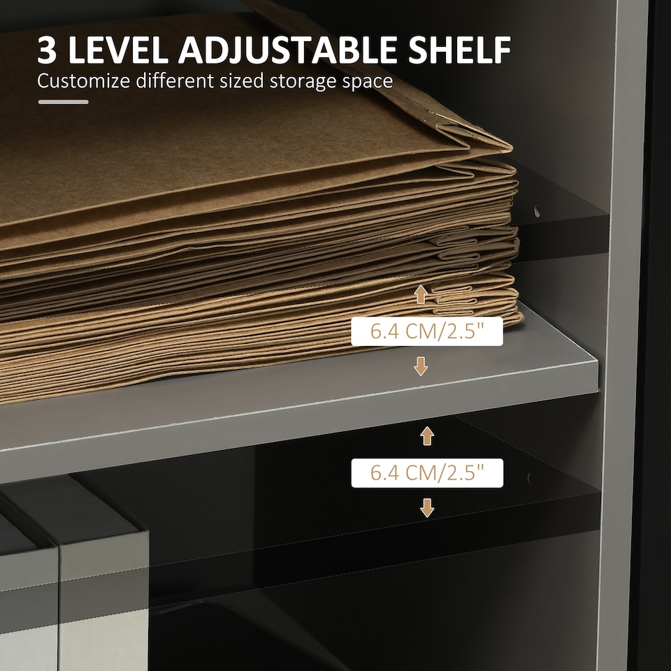 image 1 of HOMCOM Freestanding Printer Stand Unit Office Desk Side Mobile Storage w  Wheels 3 Drawers, 2 Open Shelves Modern Style 80L x 40W x 65H cm - Grey