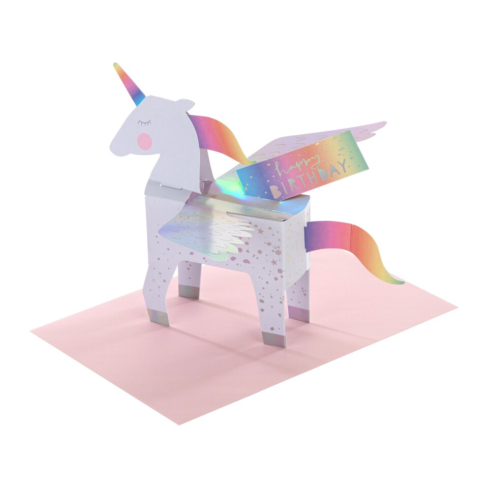 image 1 of Hallmark Birthday Card - 3D Pop-Up Unicorn Design