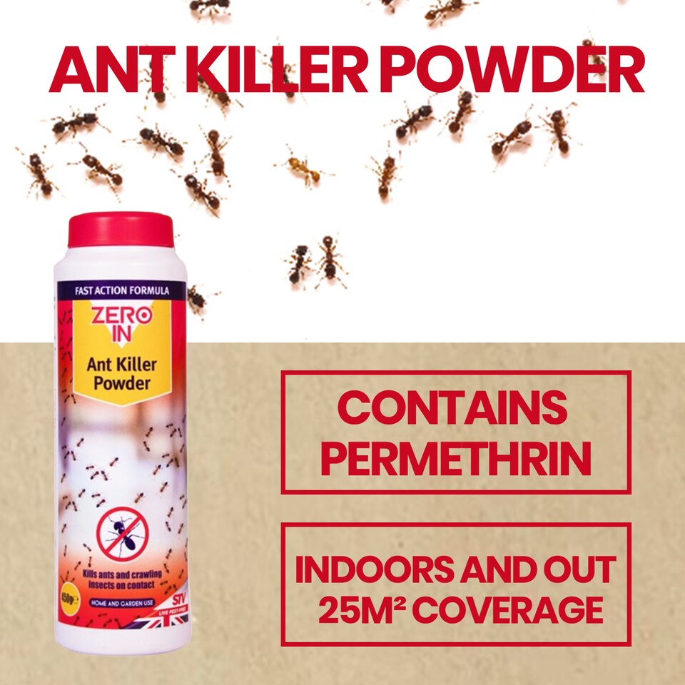 image 1 of Zero In Ant Killer Powder 450g Crawling Insect Control Ant Cockroach Woodlice Earwig Indoor Outdoor Powder Treatment
