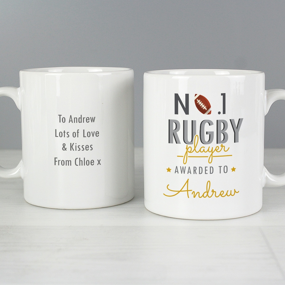 image 1 of Personalised No.1 Rugby Player Mug White