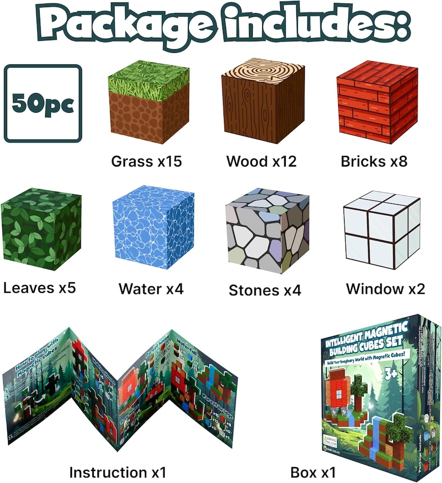 image 1 of Desire Deluxe Magnetic Building Blocks Montessori Construction Cubes for 3Plus Years Toys, Educational Magnetic Tiles Block for Girls & Boys Birthday Gift