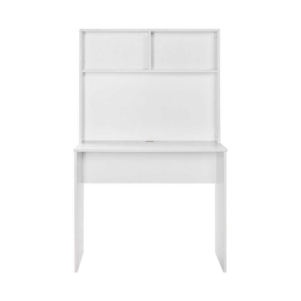 image 1 of Adore Matt White Study Desk with Storage Hutch White