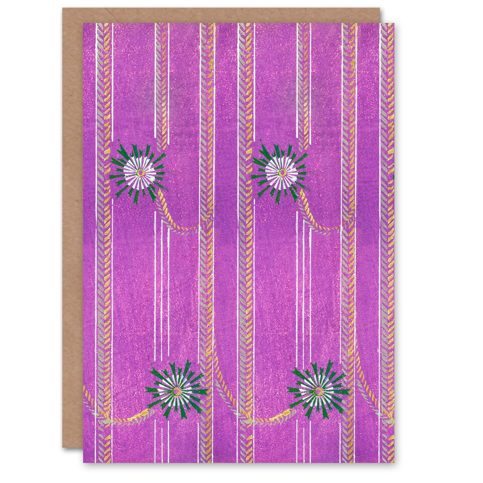 image 1 of Furuya Korin Japanese Art Card Purple Floral Vintage Pattern