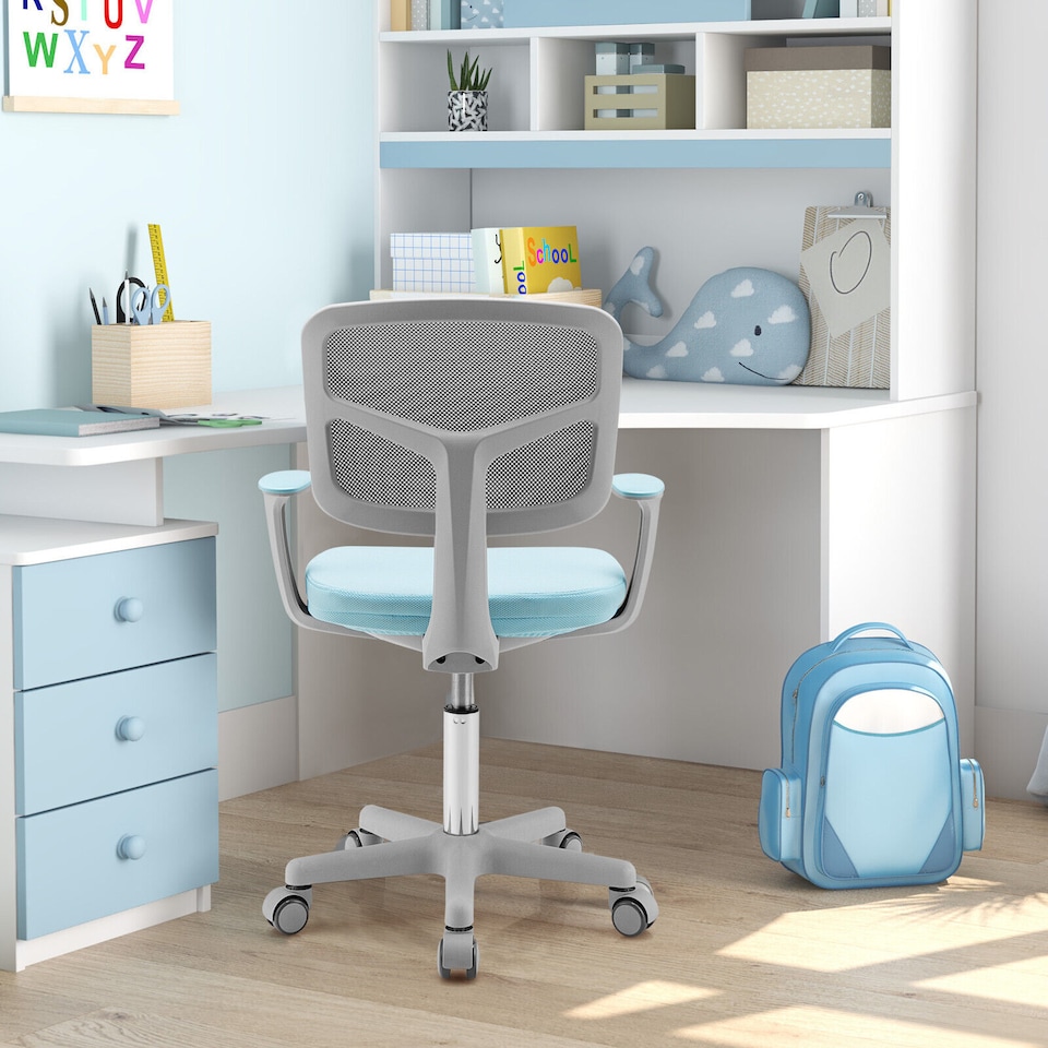 image 1 of COSTWAY Kids Computer Desk Chair Low-Back Task Study Chairs BLue | Blue