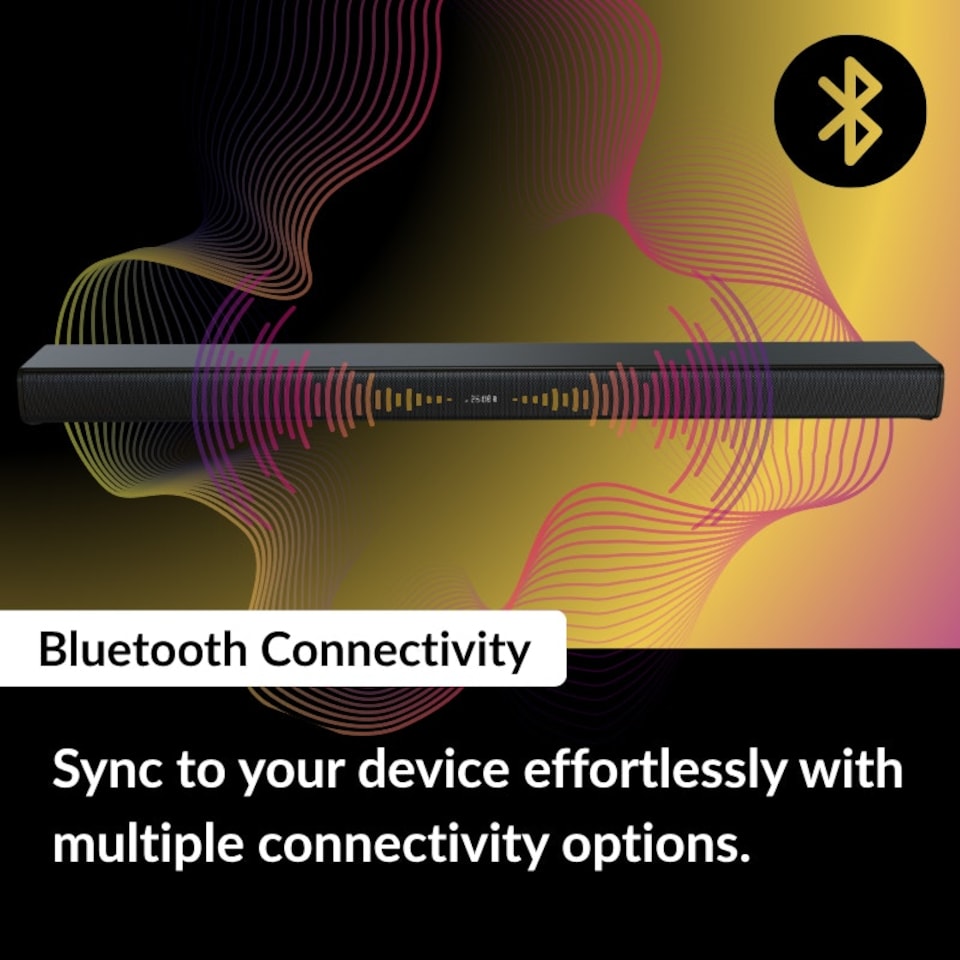 image 1 of HYE 2.1ch Wireless Soundbar + Wired Subwoofer 120W Bluetooth - Black 21SB6012