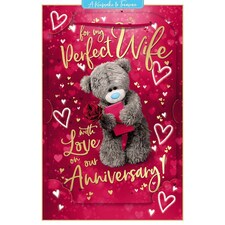 Bear With Rose And Envelope 3D Photo Finish Keepsake Wife Anniversary Card