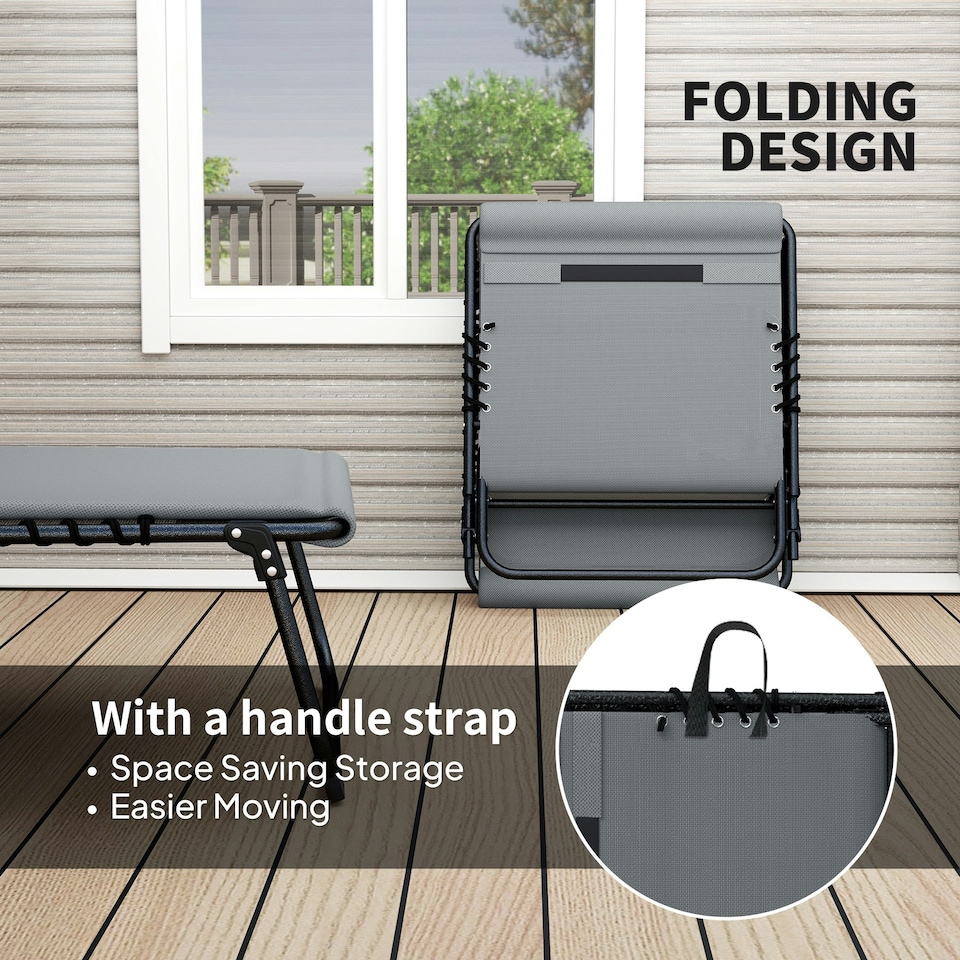 image 1 of Outsunny Folding Sun Loungers Set of 2, Reclining Sun Bed, Black
