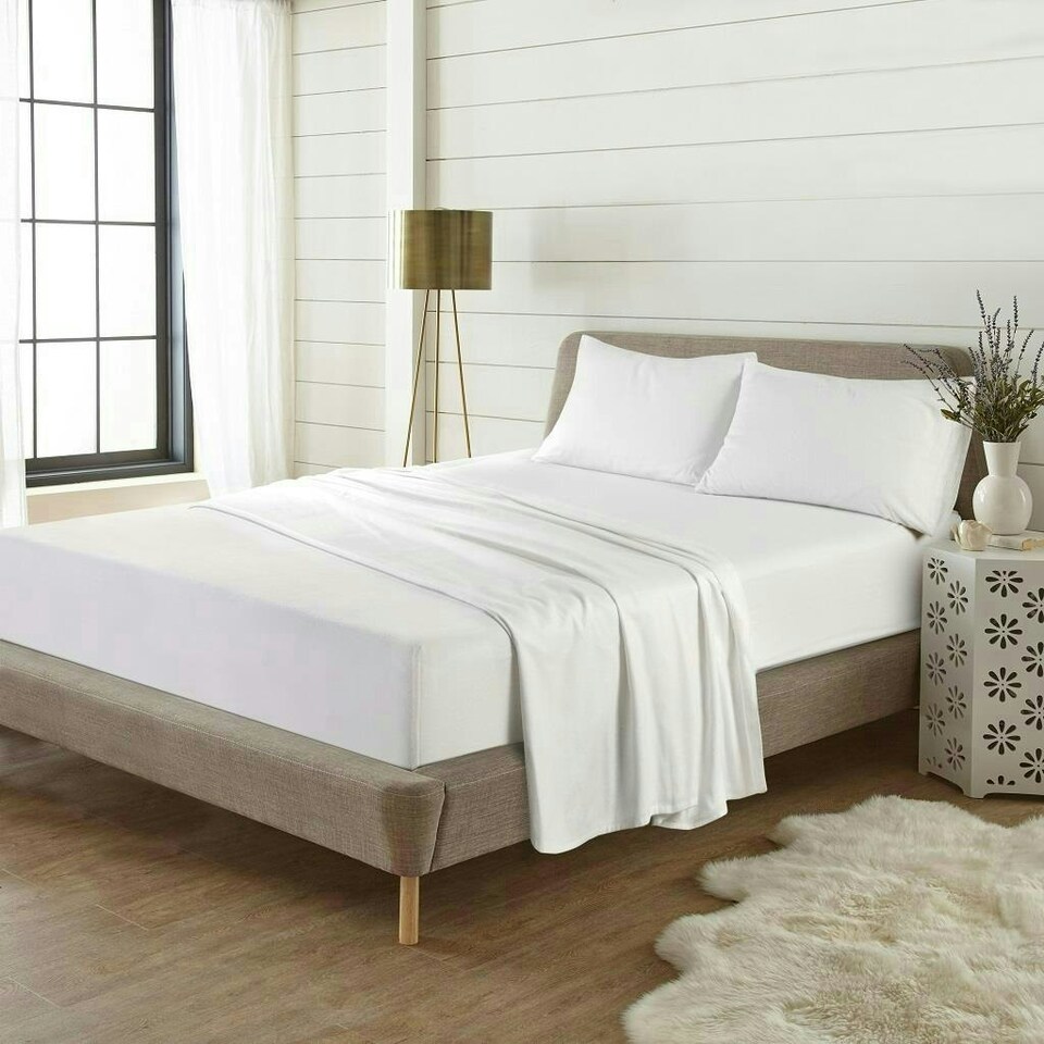 image 1 of Plain Dye Flannelette White Single Sheet Set