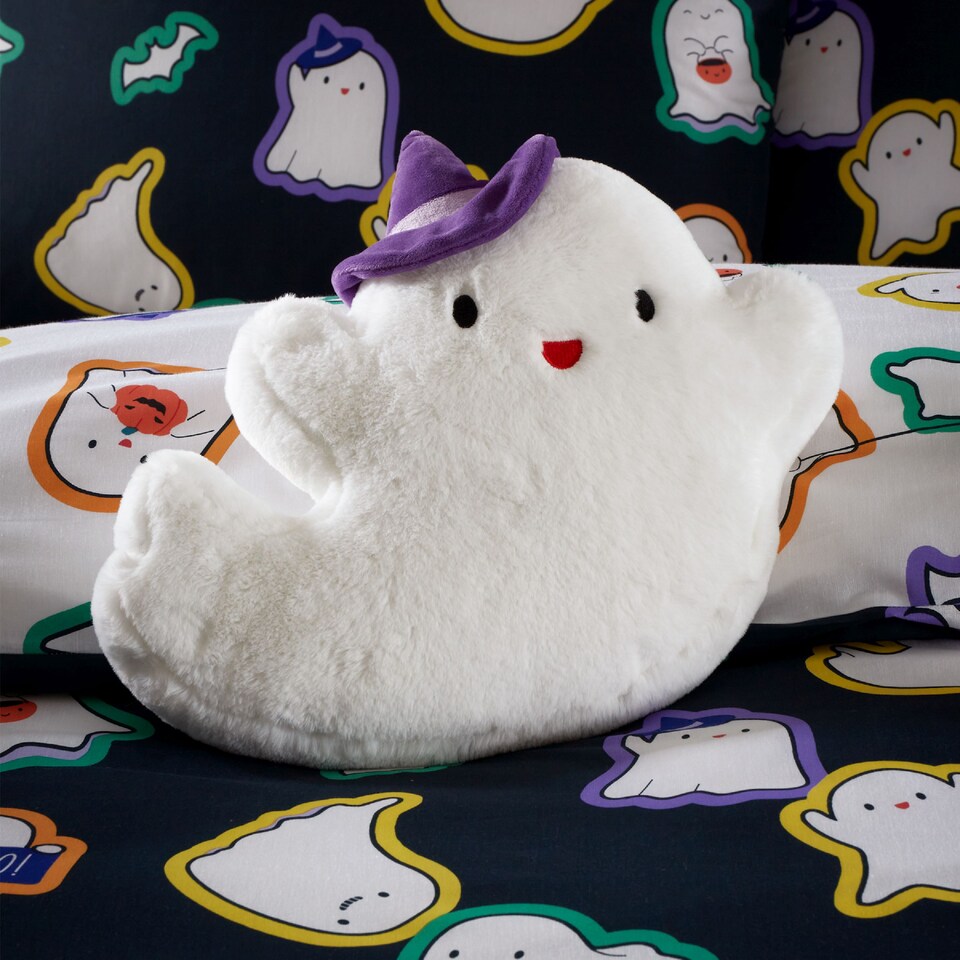image 1 of Catherine Lansfield Halloween Ghosts 3D Shaped Cushion | White | 35 x 42 cm
