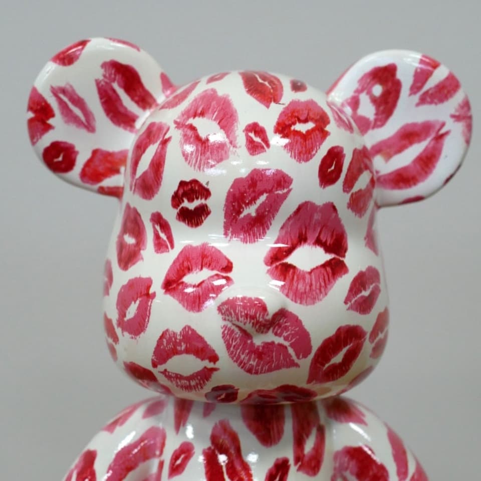 image 1 of Gifts Direct 2 U White Kiss Bear Ornament 22cm