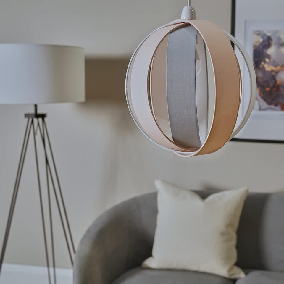 image 1 of ValueLights Pink Modern Fabric Globe Ceiling Pendant Light Shade