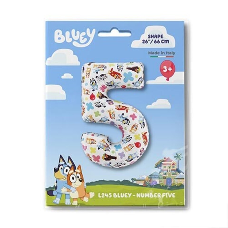 image 1 of Bluey Number 5 Giant Foil Helium Balloon 66cm / 26 in