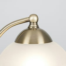 ValueLights Curved Antique Brass And Frosted Glass Bedside Table Lamp