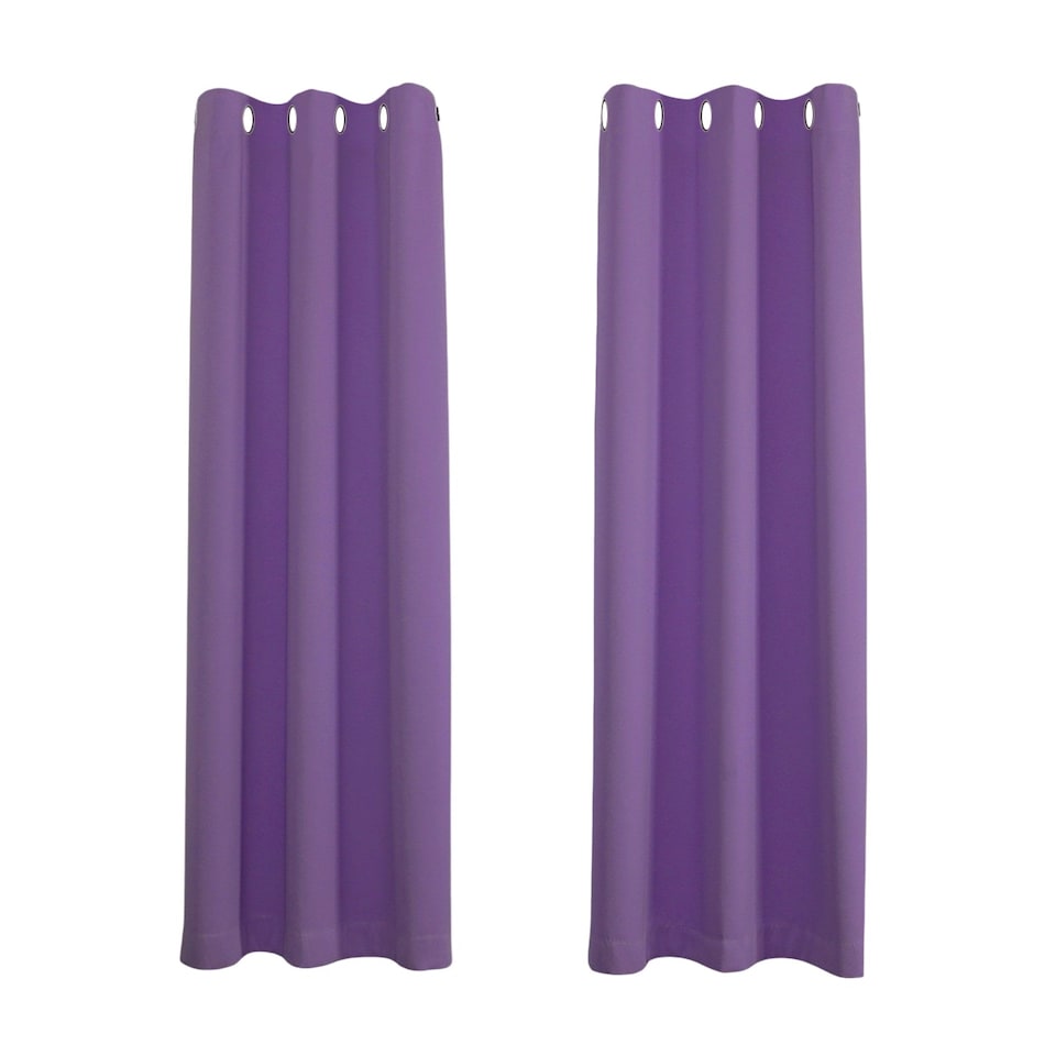image 1 of Purple Blackout Curtains - Eyelet Thermal Curtain  - 46 x 54 Inch Drop - 2 Panel | Purple | One Size