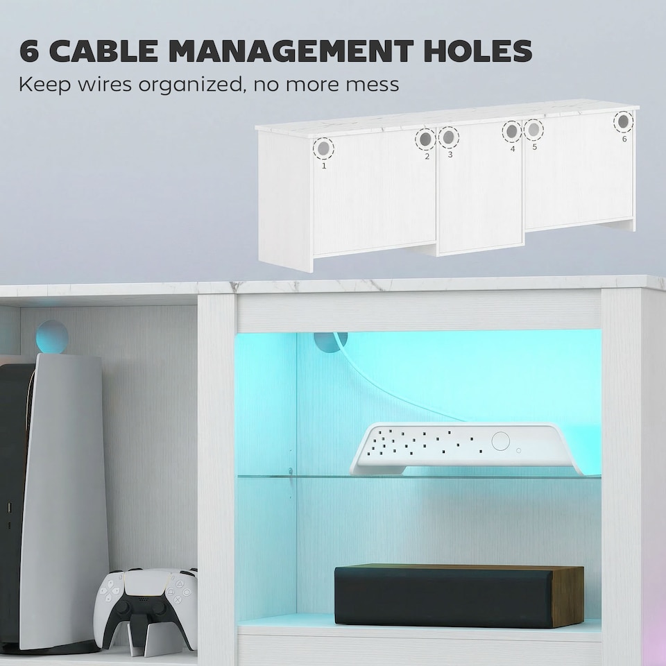 image 1 of HOMCOM 160cm TV Unit w/ LED Lights for 70in TV Modern TV Stand Cabinet