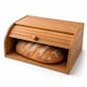 image 1 of Single Layer Roll Top Bamboo Wooden Bread Bin Kitchen Storage | Brown
