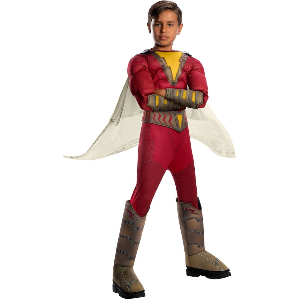 Shazam Childrens/Kids Deluxe Costume - Red/White/Yellow - L L