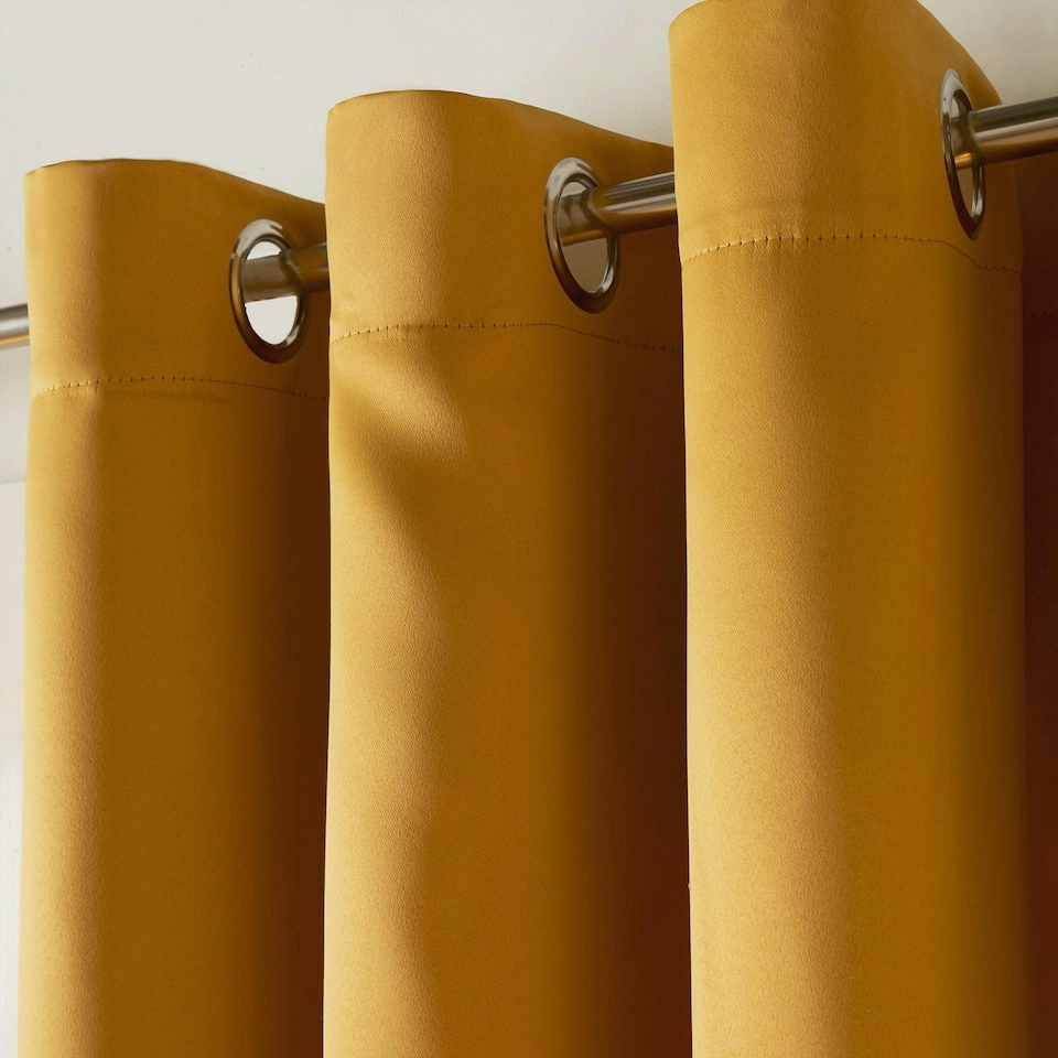 image 1 of OHS Blackout Thermal Insulated Eyelet Curtains, 66x72" - Ochre Yellow