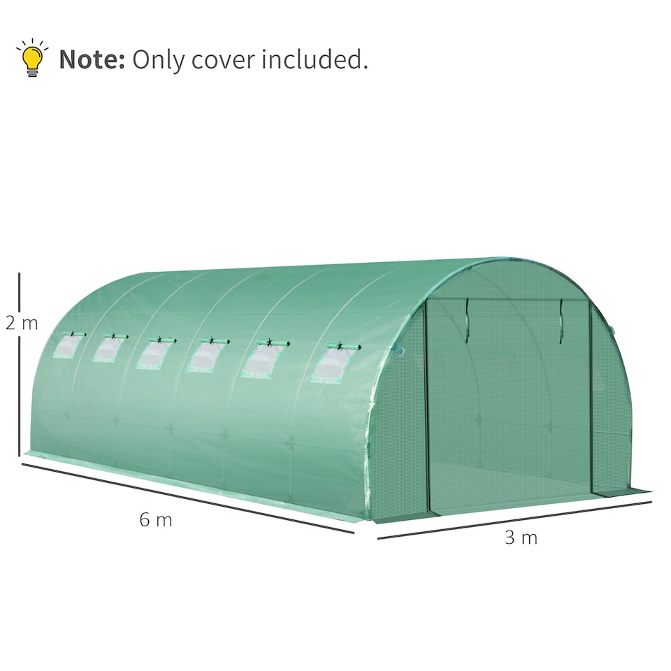 image 1 of Outsunny 6 x 3 x 2m Greenhouse Replacement Cover ONLY for Tunnel Greenhouse
