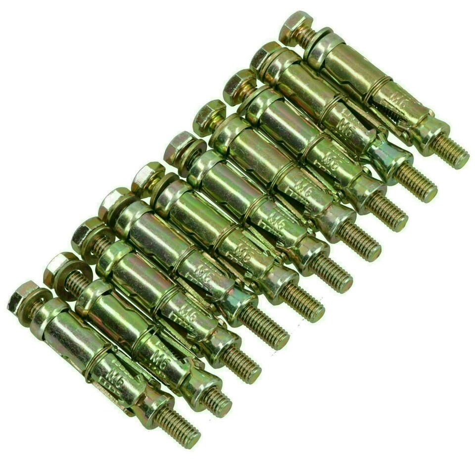 image 1 of M6 6mm x 60mm Expansion Rawl Bolt for Masonry Sleeve Anchors Fastener 10pk