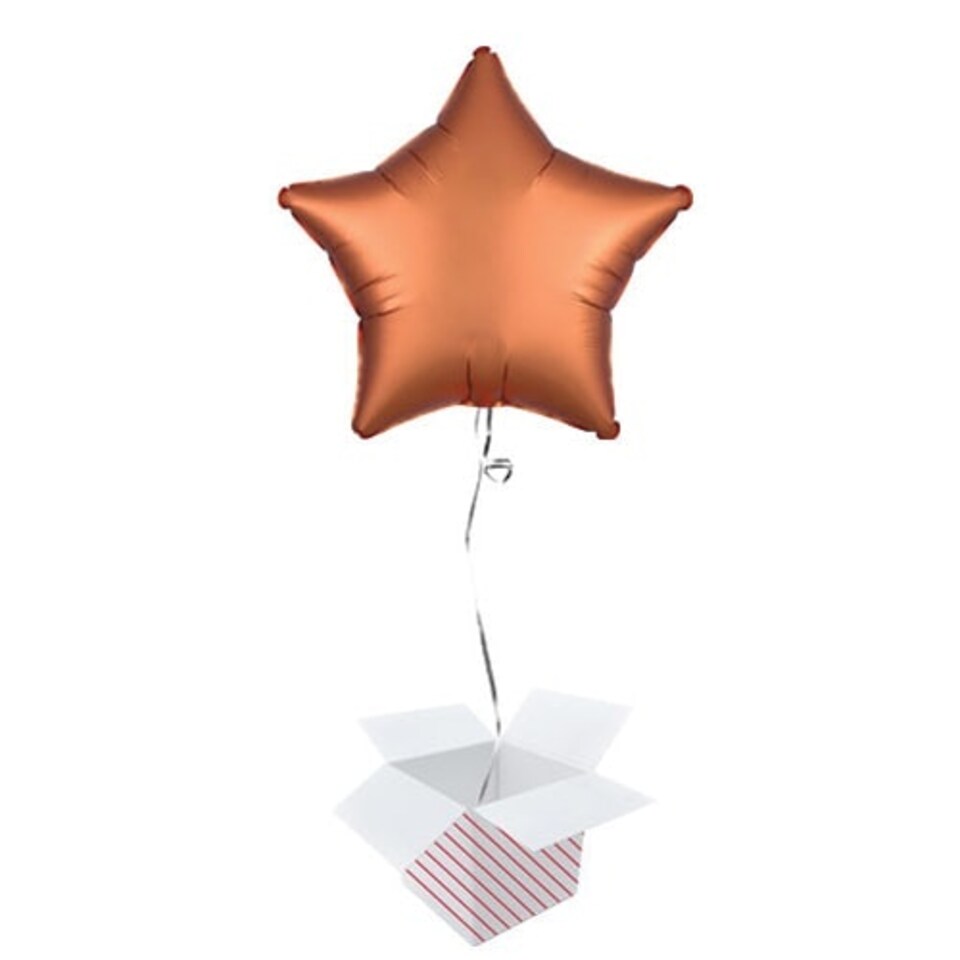 Amber Orange Satin Luxe Star Shape Foil Helium Balloon - Inflated Balloon in a Box